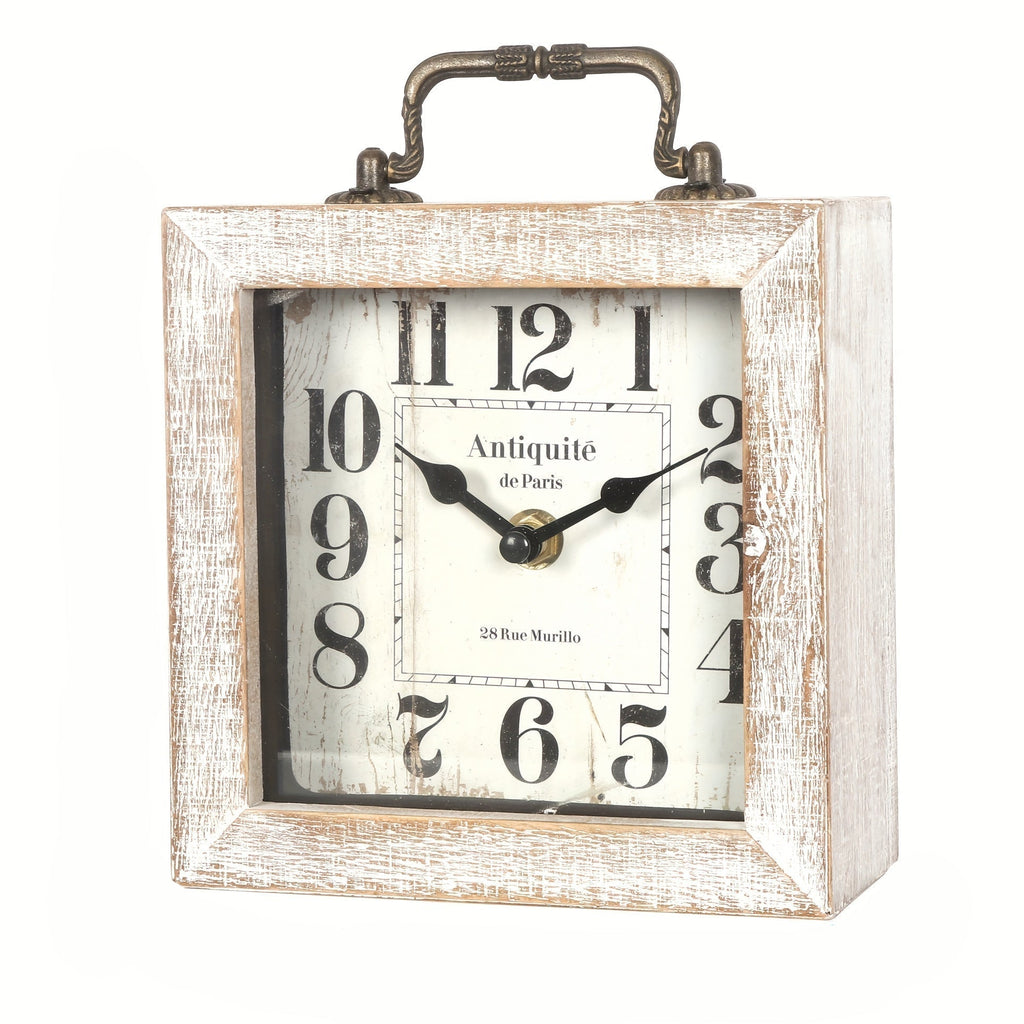 Cabinco Rustic Wooden Shelf Clock — Glass Cover