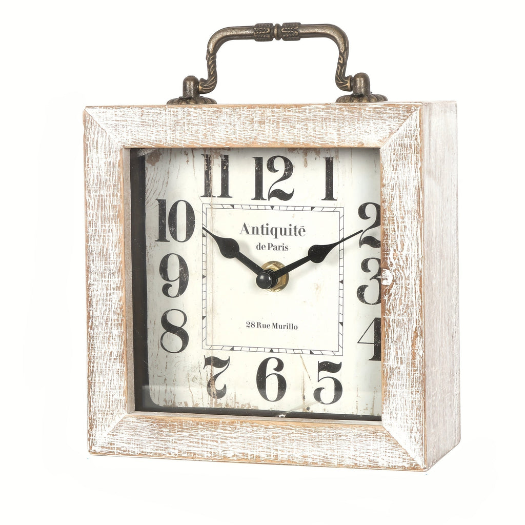 Cabinco Rustic Wooden Shelf Clock — Glass Cover