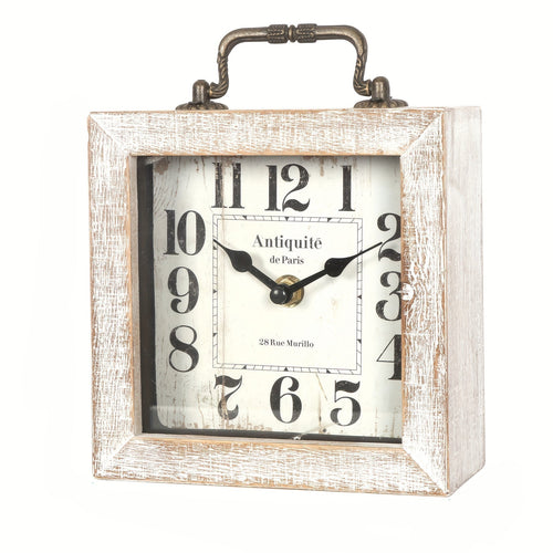 Cabinco Rustic Wooden Shelf Clock — Glass Cover