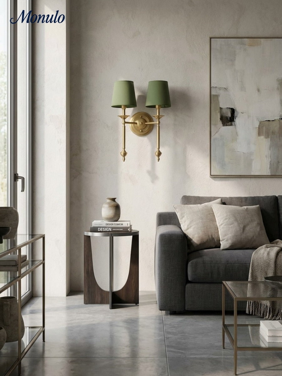 Rowan Fabric Shade Wall Sconce in Antique Copper - Vintage Luxury Light for Interiors | Souliia