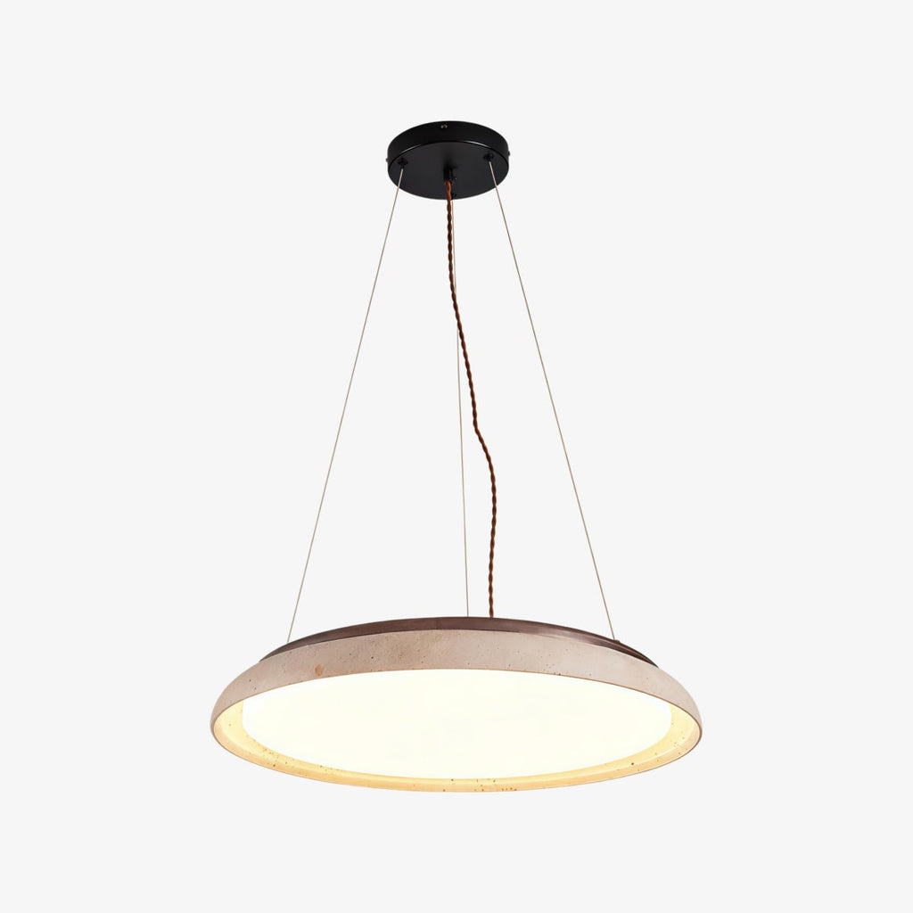 Torvella Textured Ring Travertine Pendant Ceiling Lamp - Entryway Statement Light | Souliia