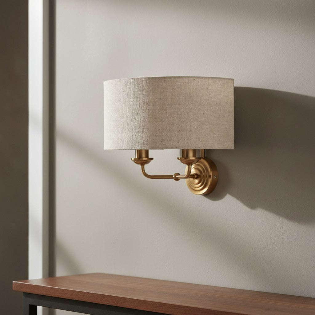 Tela elegante Wandleuchte mit Stoffschirm und feinem Metallrahmen für Wohnzimmer und Schlafzimmer | Souliia