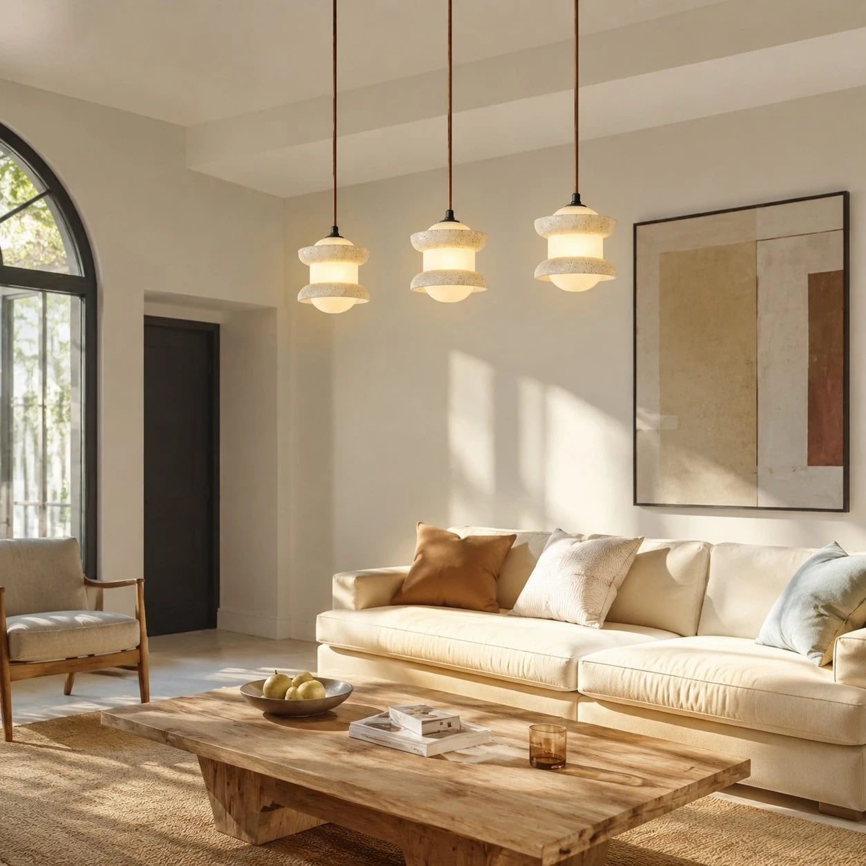 Travertine Stone Pendant Light | Souliia