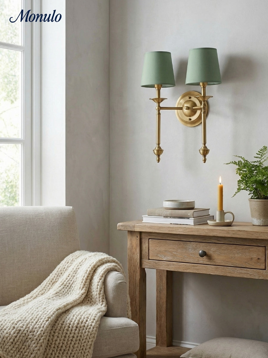 Rowan Fabric Shade Wall Sconce in Antique Copper - Vintage Luxury Light for Interiors | Souliia