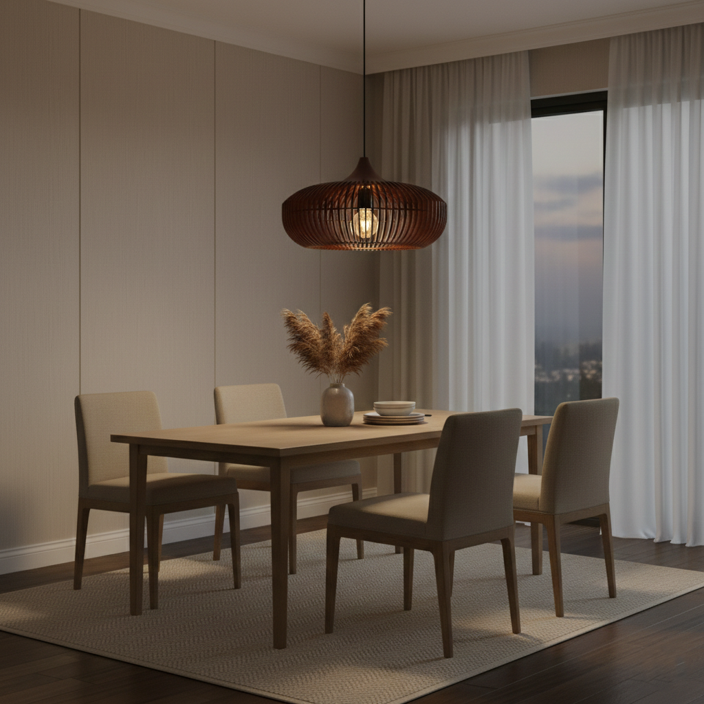 The Halo of Zen Japandi Wood Pendant Light | Souliia