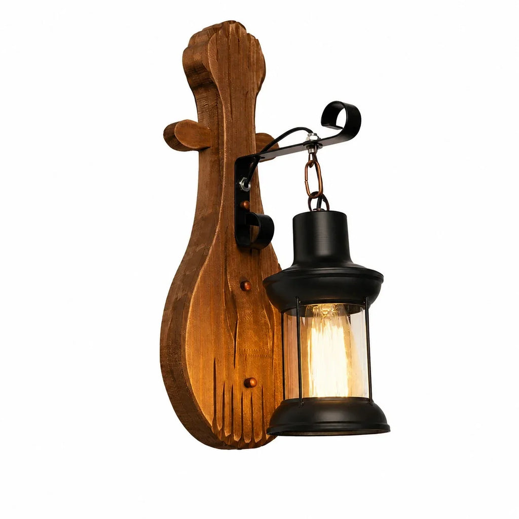 Rustic Ship Wood Industrial Wall Sconce Lamp | Souliia