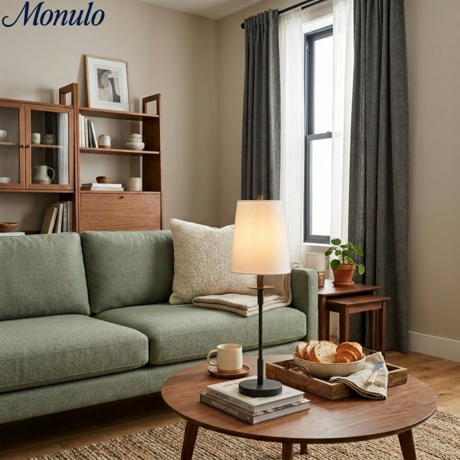 Rowan Linen Iron Table Lamp - Elegant Traditional Bedside Lighting | Souliia