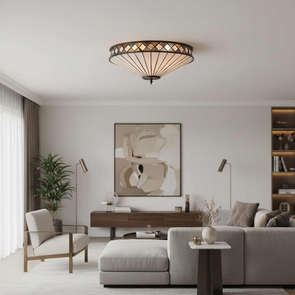 Lustrielle Vintage Artistic Crystal Glass Flush Mount Ceiling Light for Modern Interiors | Souliia