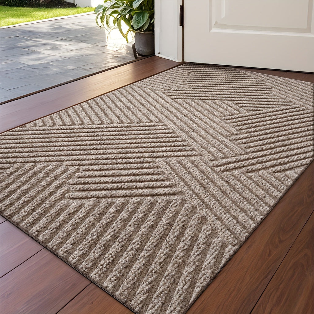 Home Horizon Geometric Striped Doormat — Non-Slip Backing, 75cm X 45cm