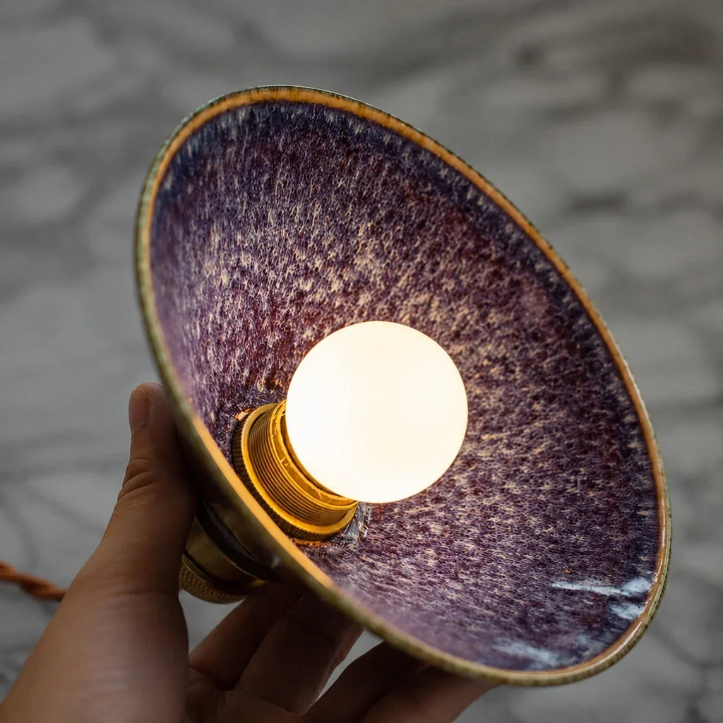 Lampada a sospensione vintage in ceramica smaltata a forno per sala da tè | Souliia
