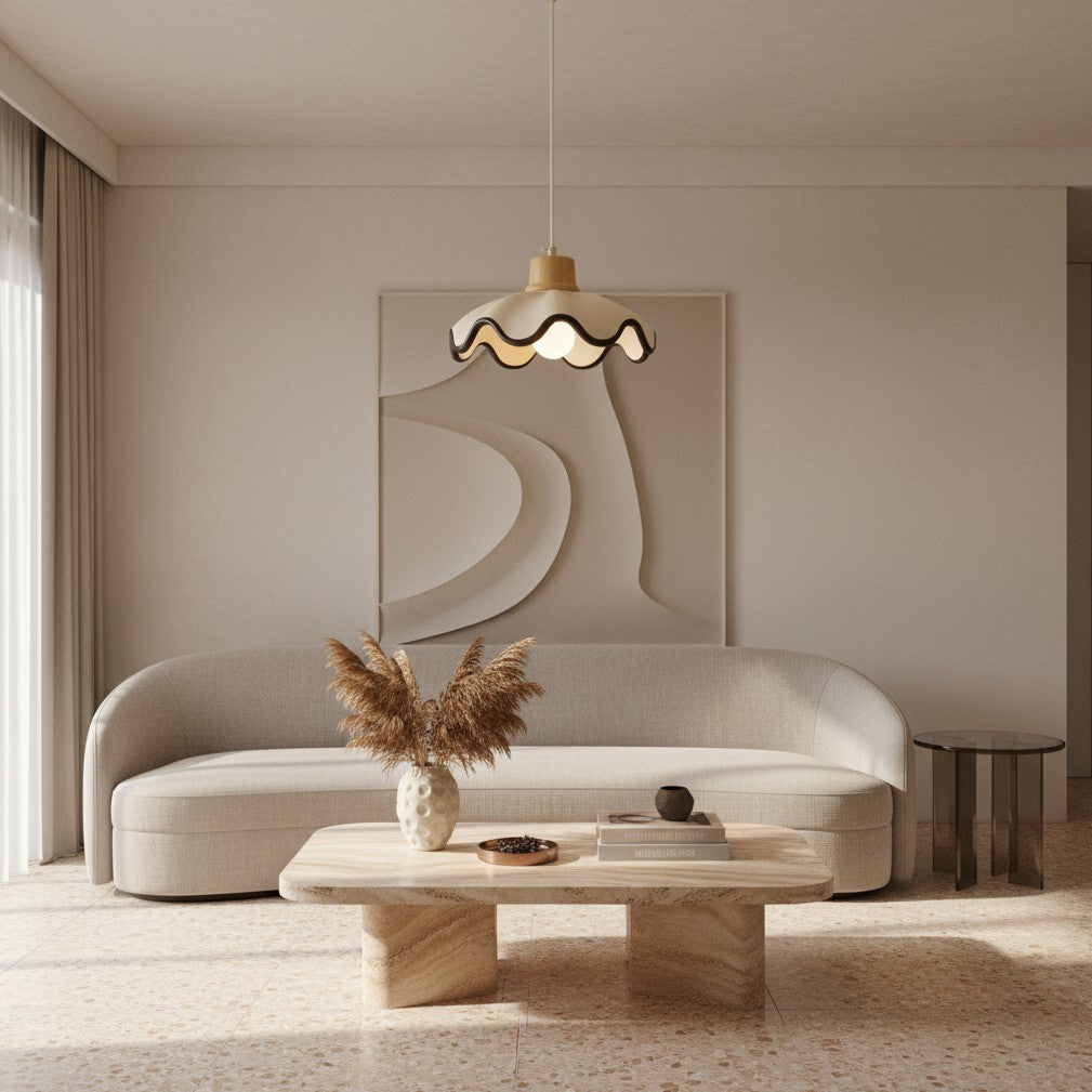Resinova Wave-shaped Pendant Light - Modern Metallic Resin for Dining Rooms and kitchens | Souliia