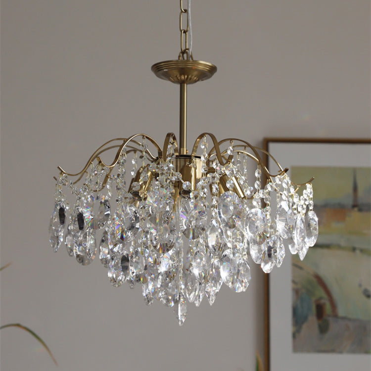 Lustrielle Sparkling Teardrop Branch Crystal Chandelier – Glamorous Retro Romantic Lighting for Dining Room | Souliia
