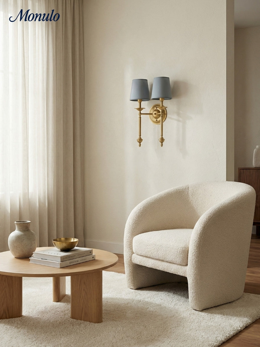 Rowan Fabric Shade Wall Sconce in Antique Copper - Vintage Luxury Light for Interiors | Souliia