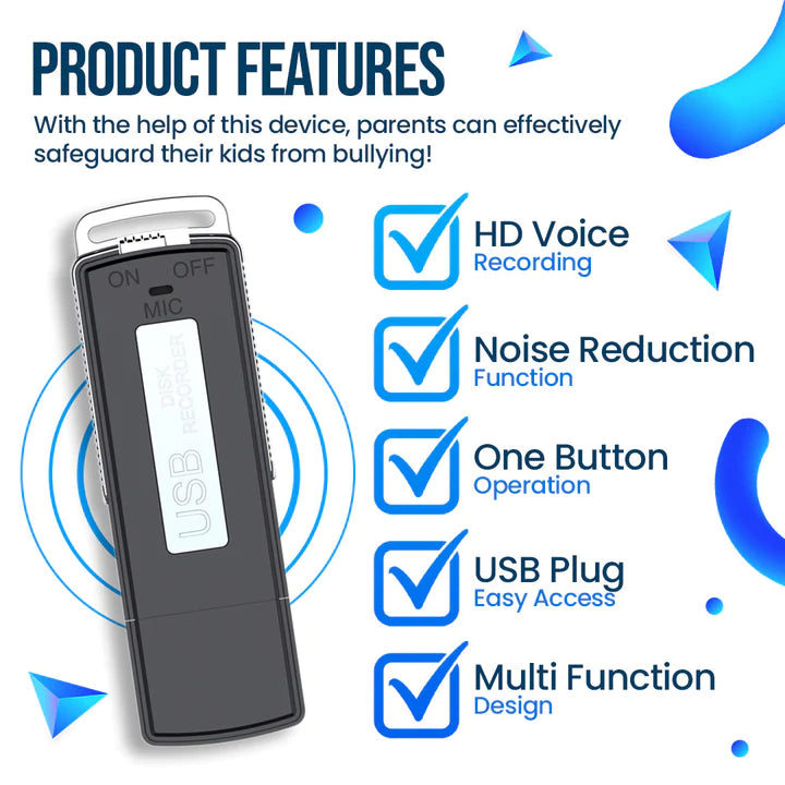 Voice Recorder | Hidden Design | Noise Cancellation | BullySpy - Souliia