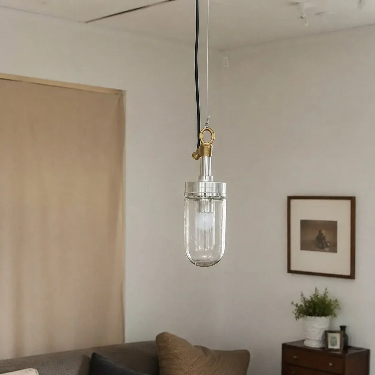 Lampada a sospensione moderna a cilindro in vetro trasparente | Souliia