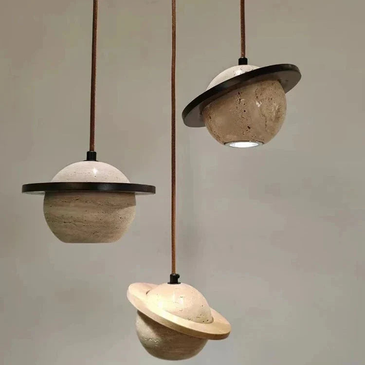 Travertin Planet Pendelleuchte | Souliia