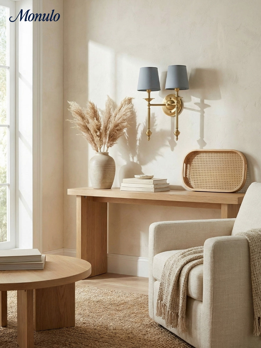 Rowan Fabric Shade Wall Sconce in Antique Copper - Vintage Luxury Light for Interiors | Souliia