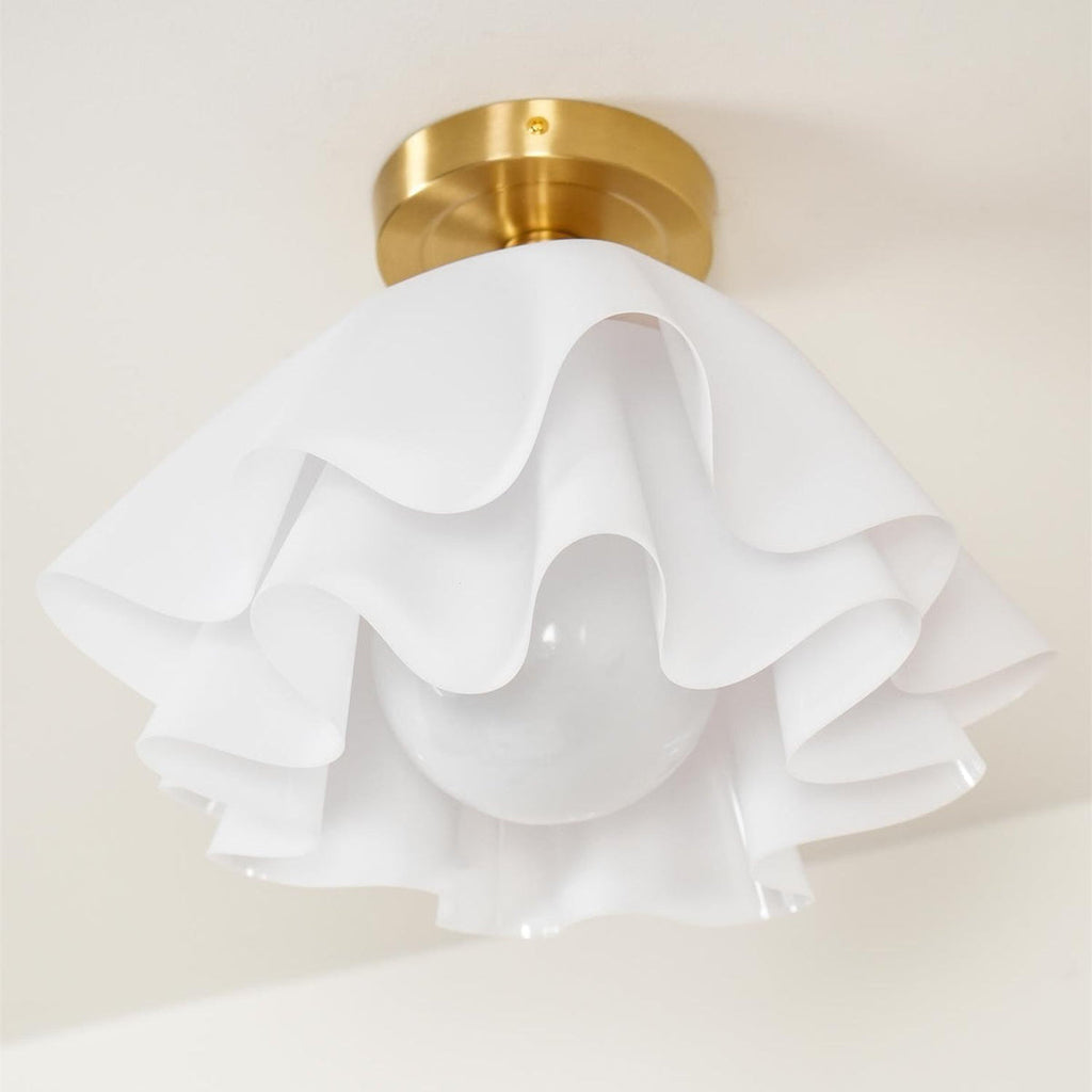 Lustra Pleated Retro Brass Acrylic Ceiling Light | Souliia