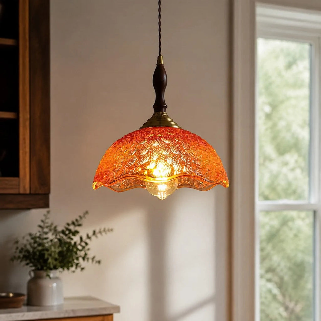 Vintage pendel i bølgekantet glas | Souliia