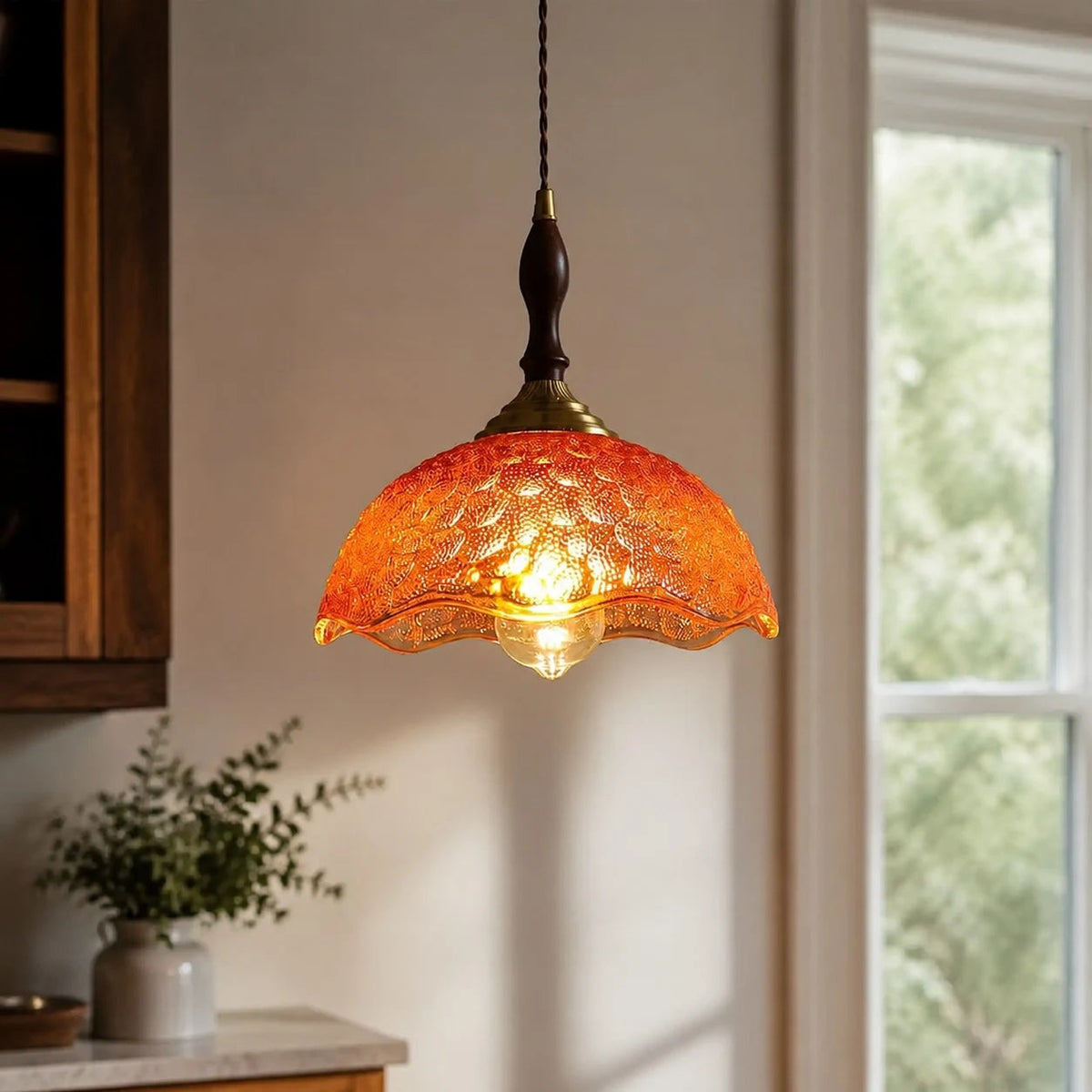 Vintage pendel i bølgekantet glas | Souliia