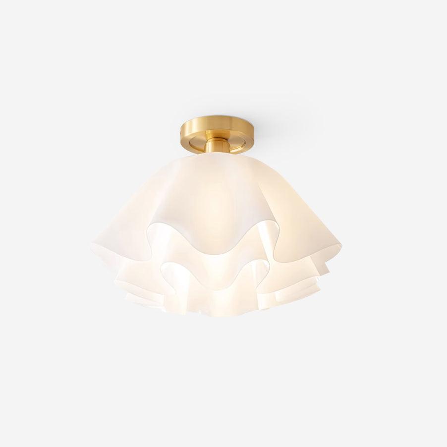 Lustra Pleated Retro Brass Acrylic Ceiling Light | Souliia