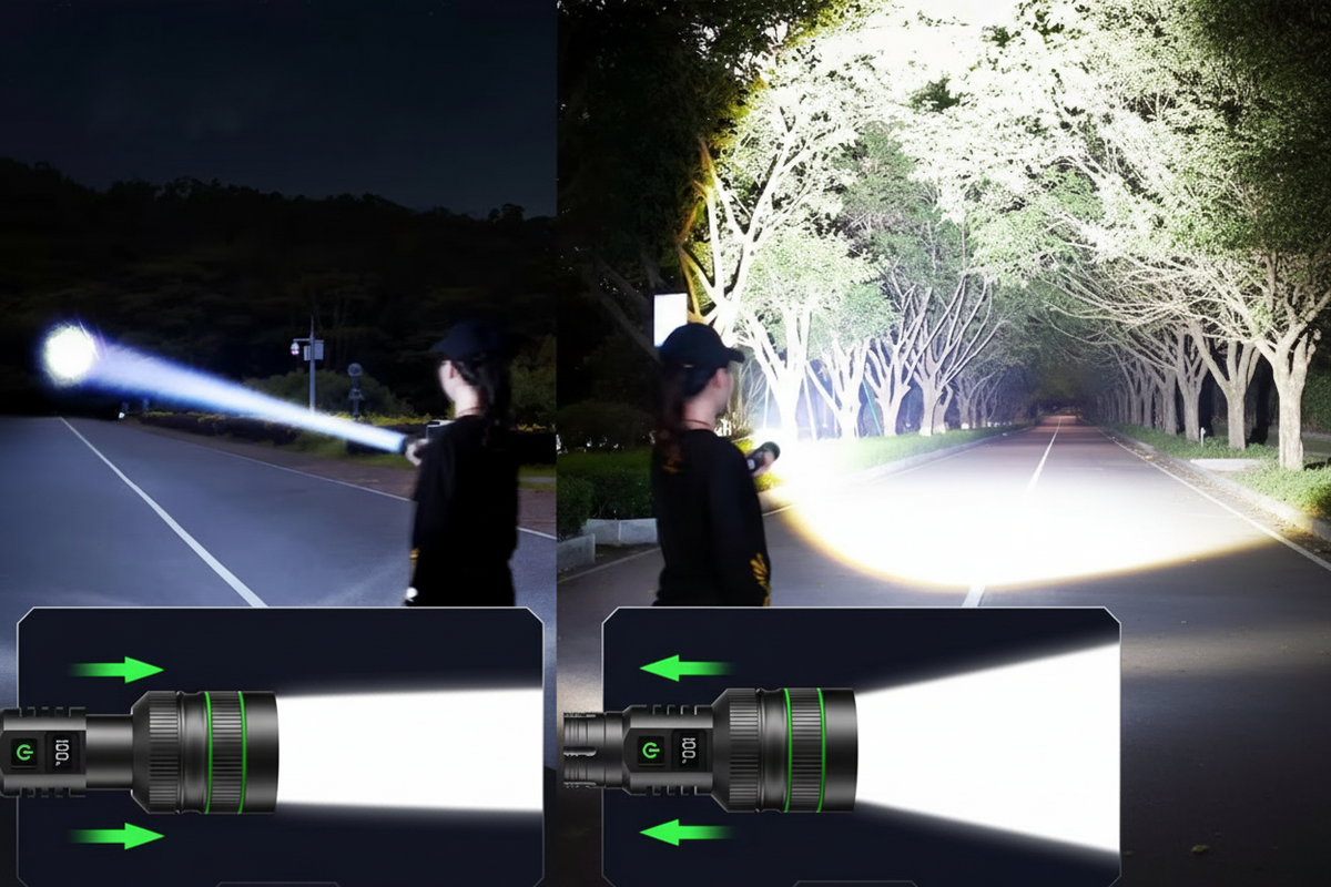 Lampe torche LED à zoom avec faisceau réglable pour le camping et les situations d'urgence - Souliia