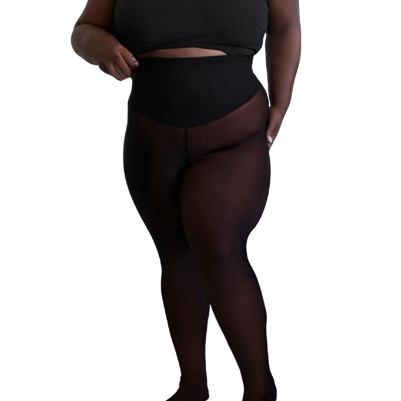 VelouraFlex – Collants sculptants thermiques transparents avec ceinture compressive - Souliia