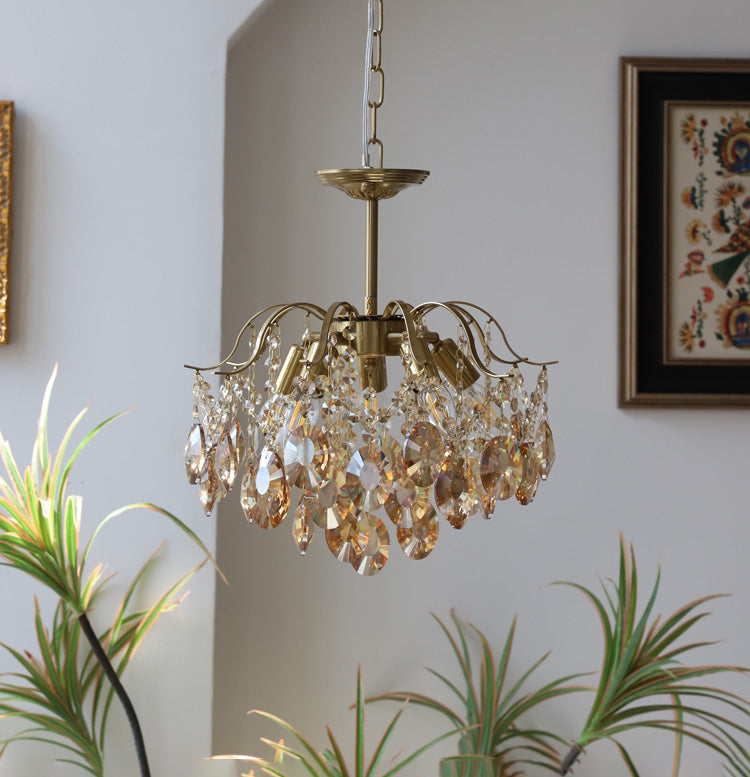 Lustrielle Sparkling Teardrop Branch Crystal Chandelier – Glamorous Retro Romantic Lighting for Dining Room | Souliia