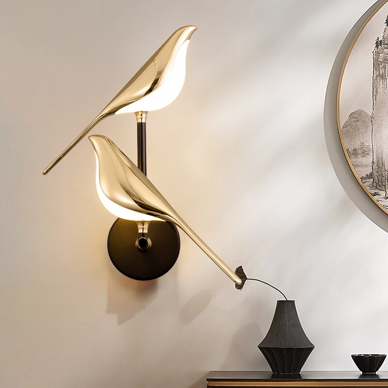 Pawdia Bird Wall Sconce - Metal Acrylic Modern LED Wall Lamp for Bedroom and Hallway | Souliia