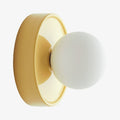 Solna Minimalist Round Glass Wall Sconce with Ceramic Base for Bedroom and Hallway | Souliia