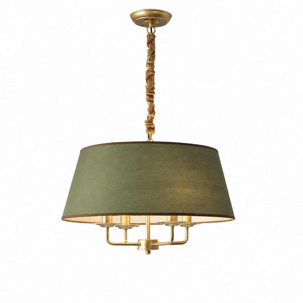 Tela Stoffschirm-Kronleuchter mit geschwungenem Arm-Design und Leinen-Schirmen - Metall Vintage-Stil für Esszimmer | Souliia
