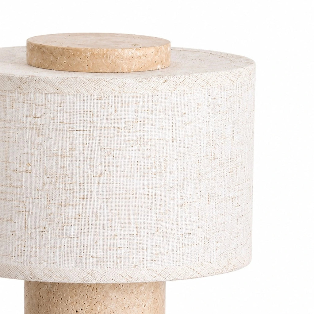 Travertine Stone Rechargeable Touch Table Lamp | Souliia