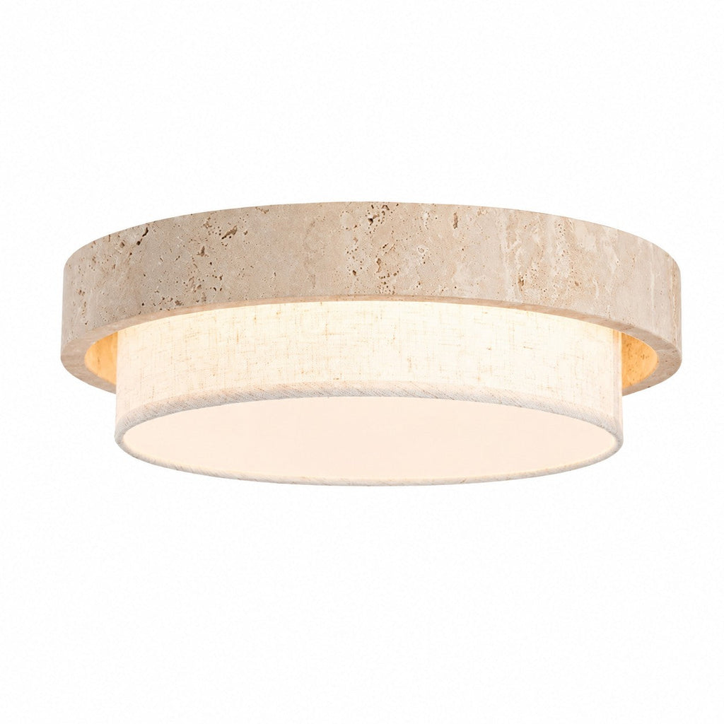 Travertine Fabric Flush Mount Ceiling Light | Souliia