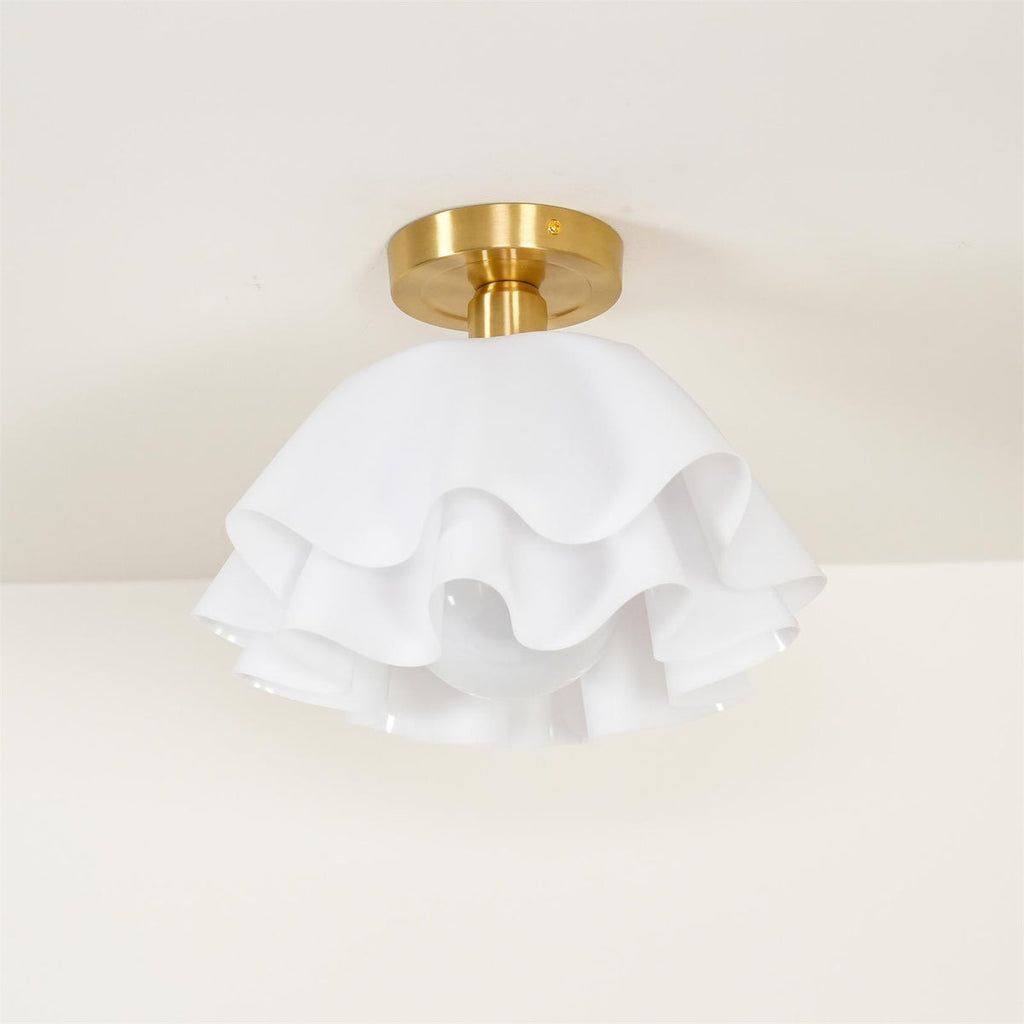Lustra Pleated Retro Brass Acrylic Ceiling Light | Souliia
