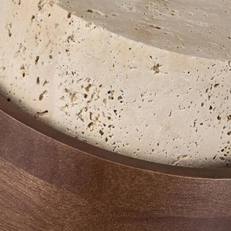 Stonel Contemporary Travertine Cylinder Pendant Lamp with Wood Frame U14 | Souliia