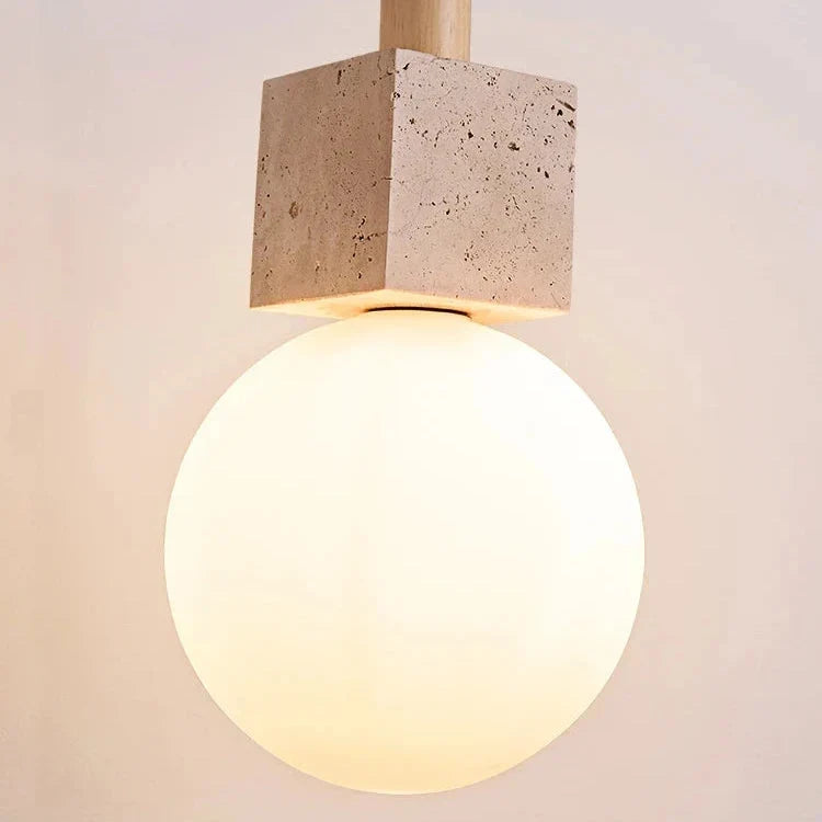 Lampada a sospensione moderna cubica in travertino | Souliia