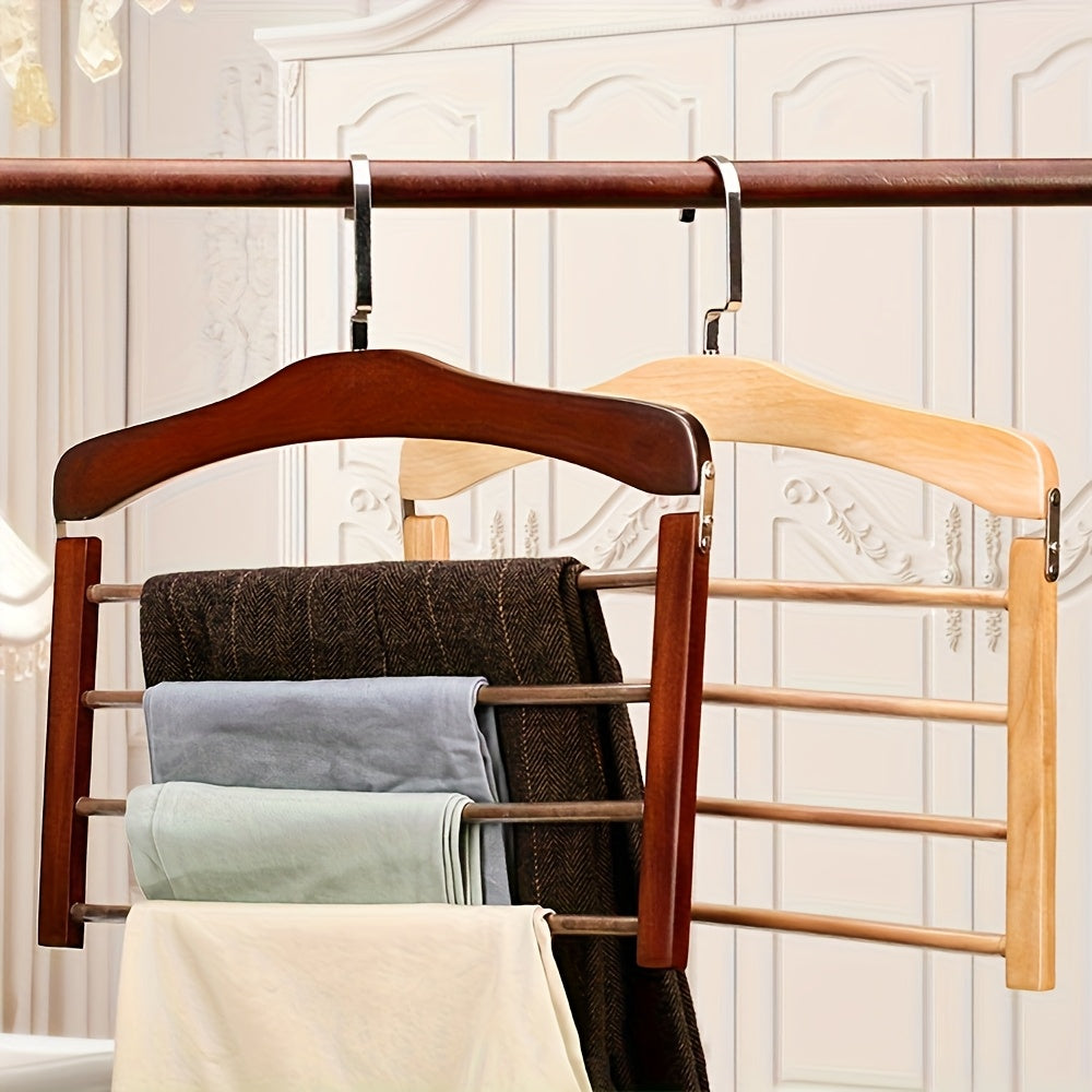 Set of 2 Multi-Layer Wooden Trouser Hangers - Souliia