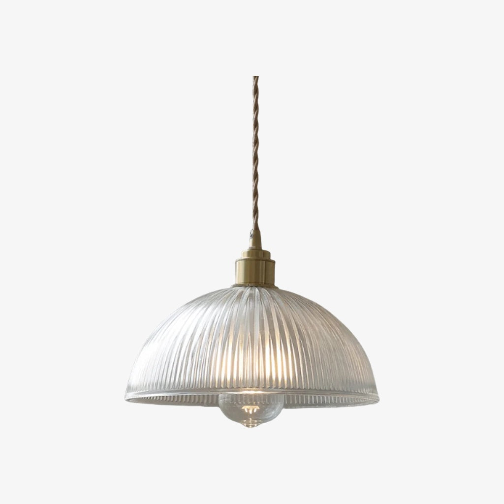 Ribilux Ribbed Pendant Light - Vintage Glass and Metal for Kitchen and Dining Room | Souliia