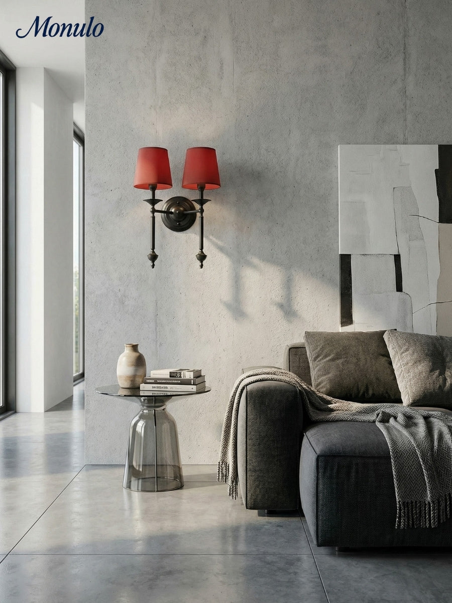 Rowan Fabric Shade Wall Sconce in Antique Copper - Vintage Luxury Light for Interiors | Souliia