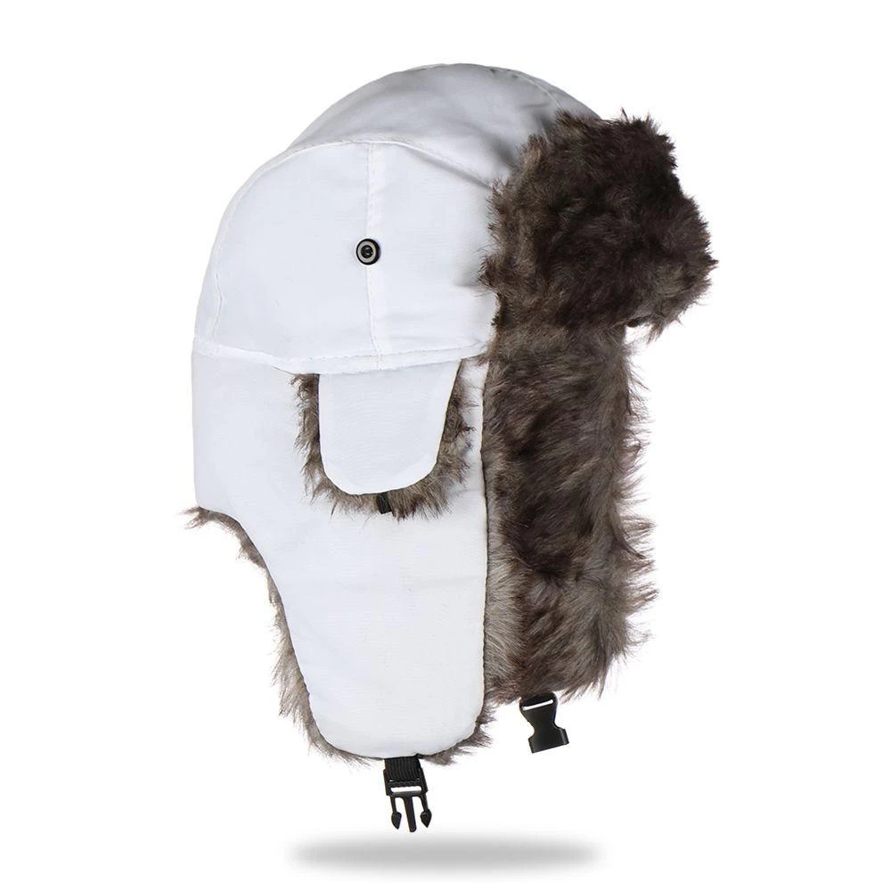 Cappello da sci aviator in ecopelliccia soffice — Copertura invernale completa con paraorecchie