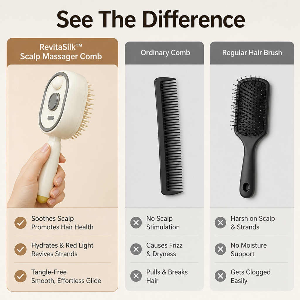 RevitaSilk Scalp Massager Comb — Muuta jokainen veto silkinpehmeiksi, stressittömiksi hiuksiksi - Souliia