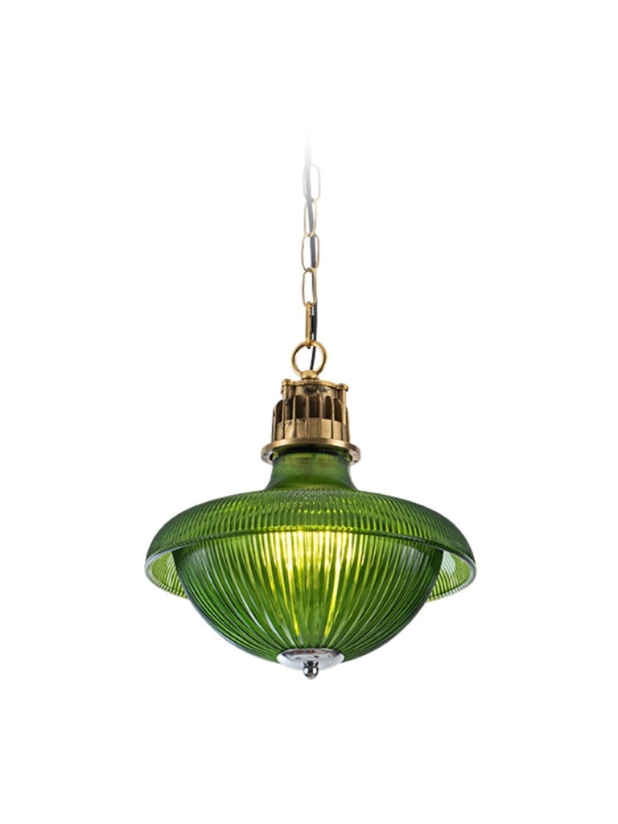 Ribbed Glass Pendant Light - Contemporary Brass and Glass Pendant for Kitchen and Living Room | Souliia