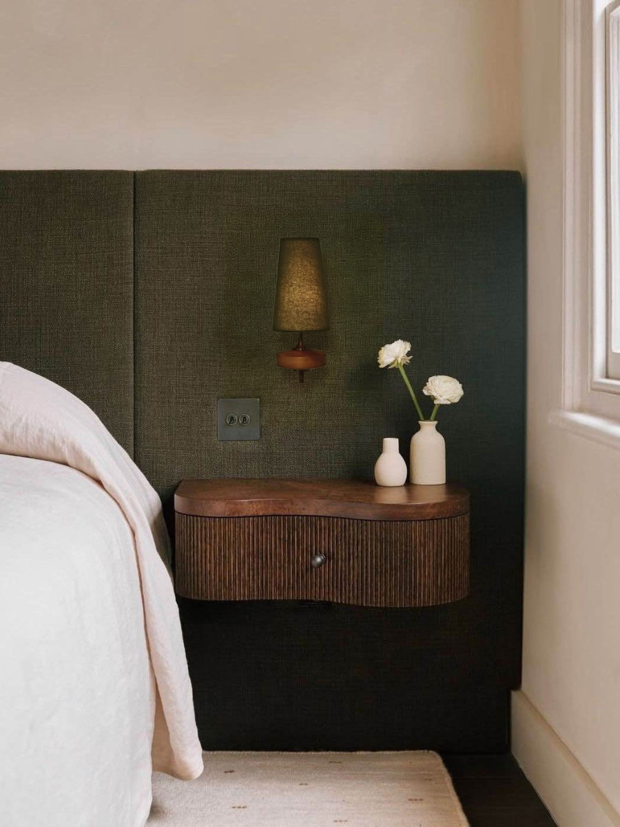 Rowan Retro Fabric Shade Wall Sconce – Classic Fabric Lighting For Bedroom | Souliia