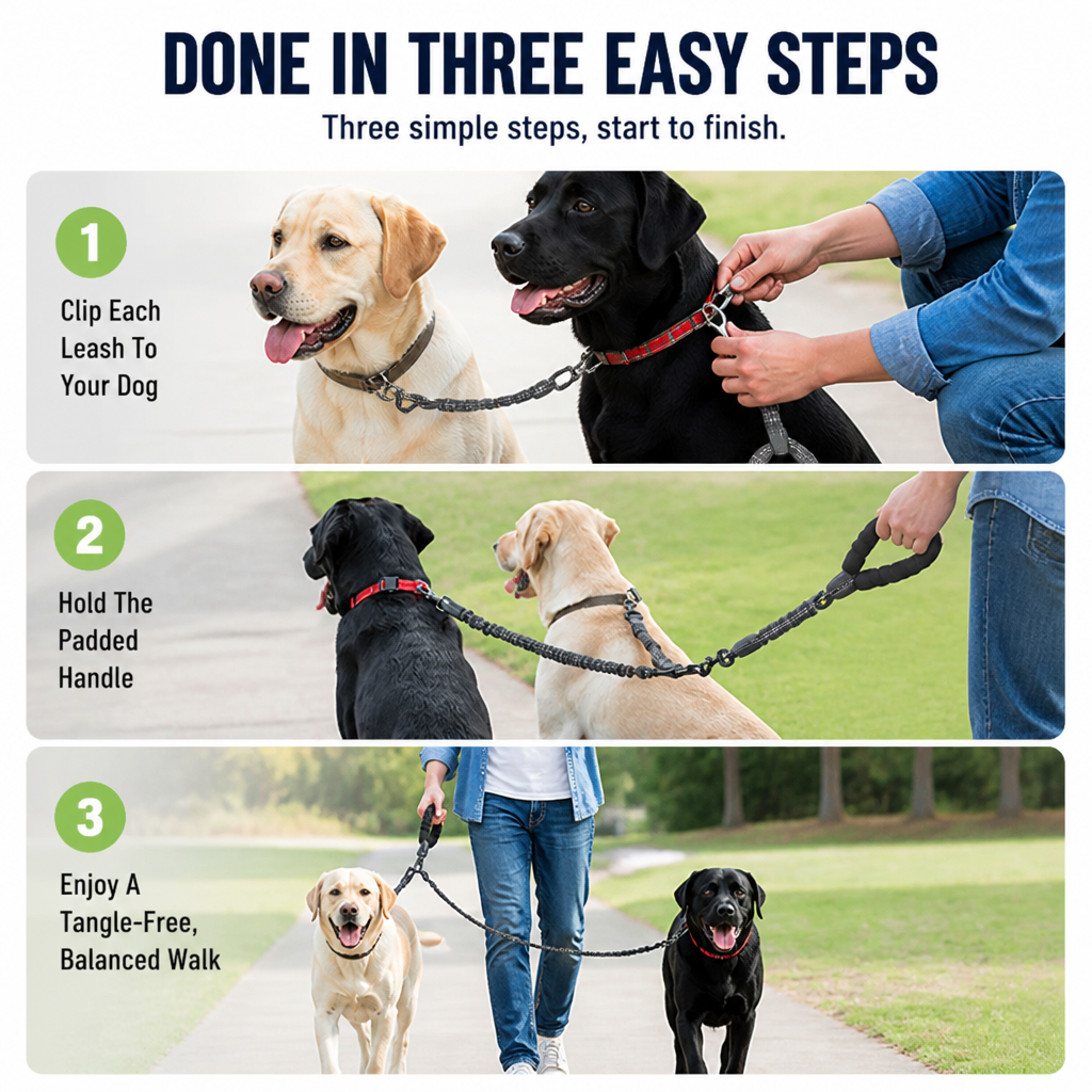 VersaTether — Effortless, Tangle-Free Control for Happier, Calmer Walks with Two Dogs - Souliia