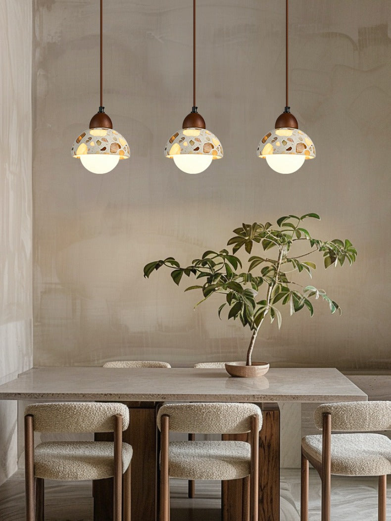 Wabi-sabi Style Water-polished Translucent Stone Retro Pendant Lamp | Souliia