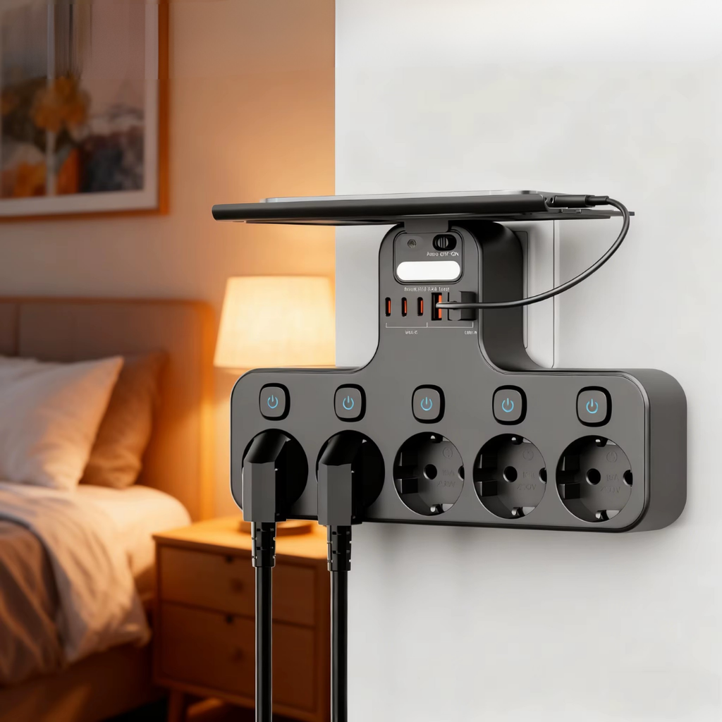 Wall Power Strip | Separately Switchable Outlets | USB Charging Ports | WallCharge - Souliia