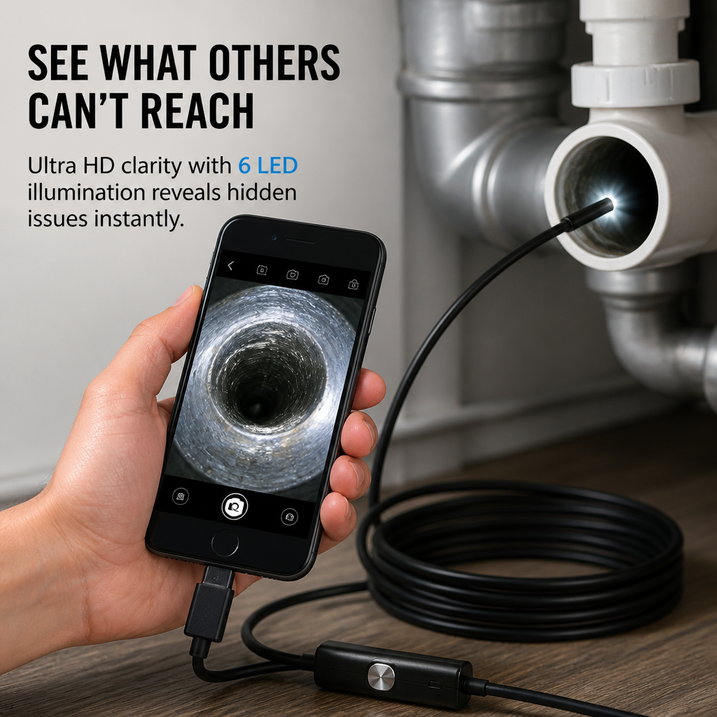 VisionPro Ultra HD Waterproof Endoscope — Spot Every Hidden Flaw with Rock-Solid Clarity and Durability - Souliia