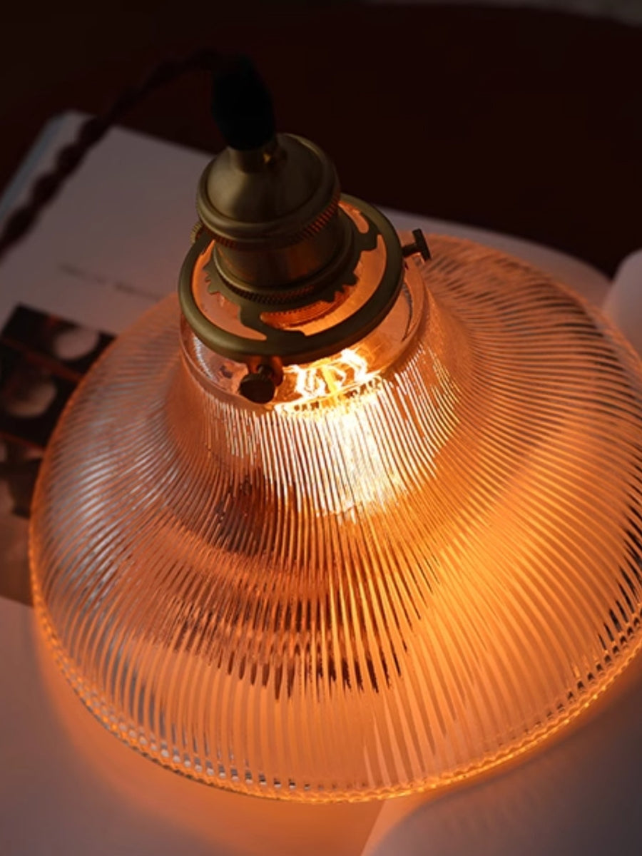 Ribbed Glass Pendant Light – Stylish Brass and Glass Pendant Light for Kitchen & Modern Interiors | Souliia