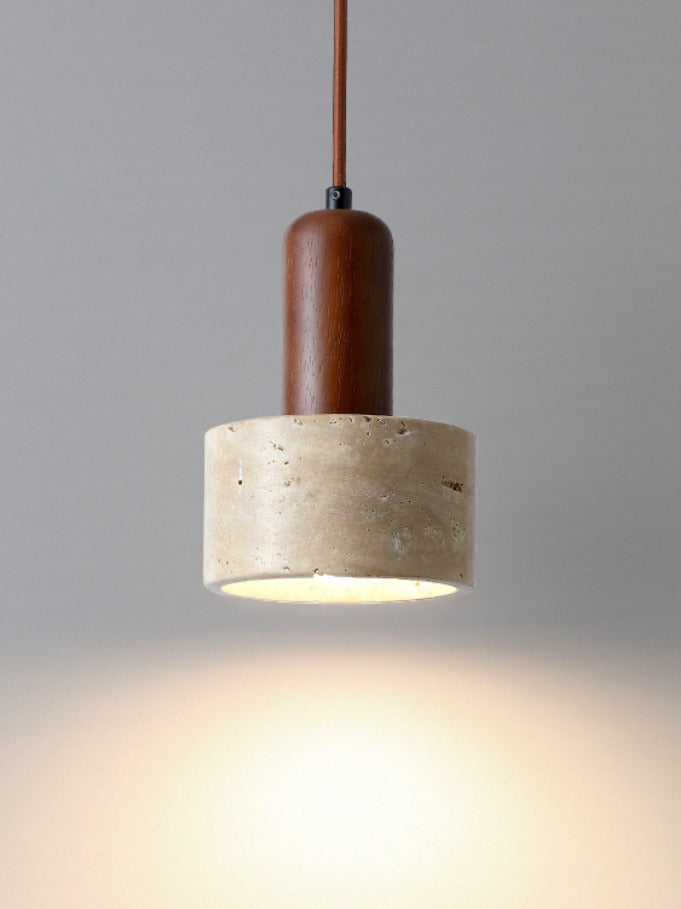 Travertin Japanischer Wabi-sabi Stil Nachttisch-Pendelleuchte für Schlafzimmer | Souliia