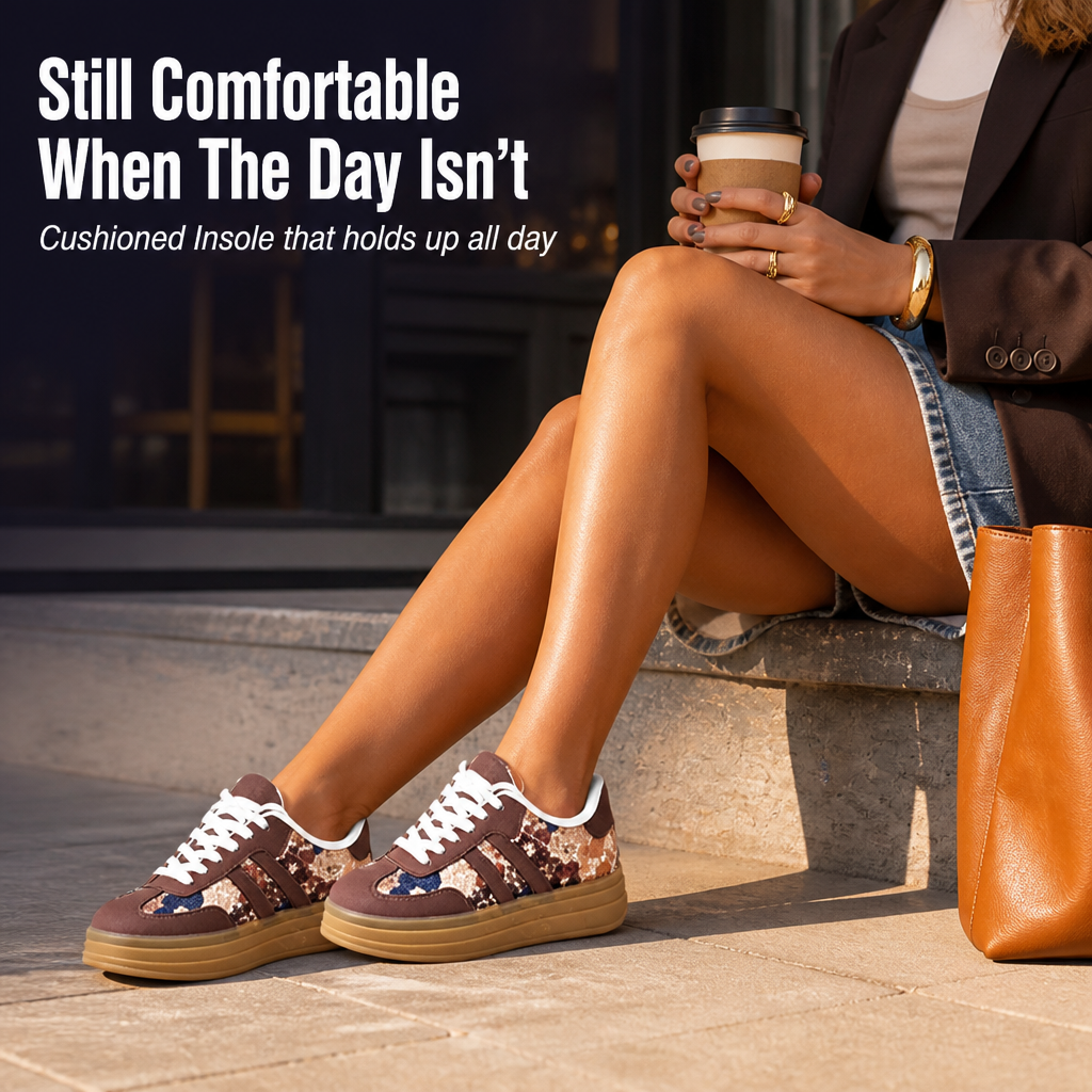 RadianceStride Brown Sneakers — Ignite Your Style with Unmatched Comfort and Subtle Glamour - Souliia